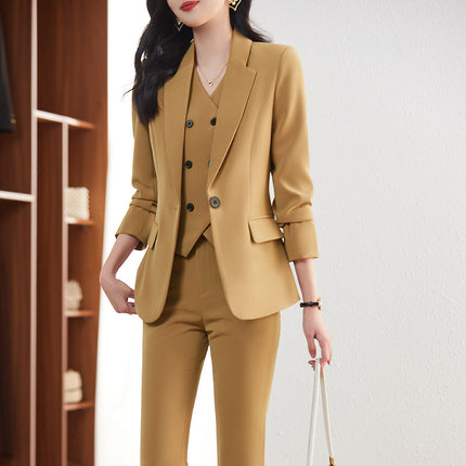 Blue suit suit female 2024 spring and autumn long sleeve professional self-cultivation temperament goddess fan manager white collar tooling suit