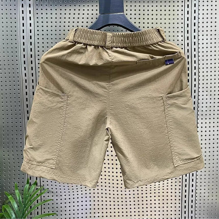 Casual Shorts Men's Summer Thin Cargo Pants Loose Straight Mid-Pants Khaki Functional Buckle Quick-Drying Shorts Men
