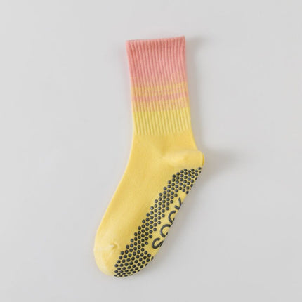 Mid-Tube Gradient Color Non-Slip Yoga Socks Spring and Summer Colorful Sports Socks Comfortable and Durable Silicone Non-Slip Bottom Fitness Socks