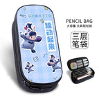 Waterproof-scratch-proof-non-fading-large-capacity three-layer pencil case / B44186