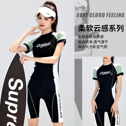 Women's Swimsuit Summer Split Conservative Belly-Covering Slimming Look Professional Sports Swimsuit 2025 Popular Two-Piece Student Swimsuit
