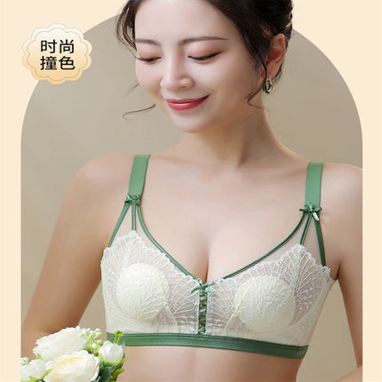 Lace Latex Cup Rabbit Ears Thin and Comfortable Big Breasts Showing Small Wire-free Bra Push-up Adjustable Women's Intimates 285