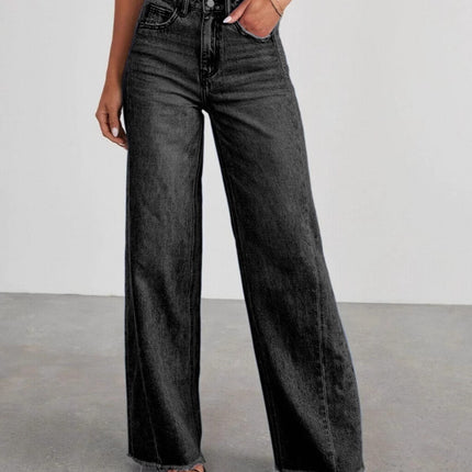 2025 European and American Cross-Border New Products Amazon Loose Wide-Leg Side Seam Patchwork Frayed Hem Jeans for Women 32150