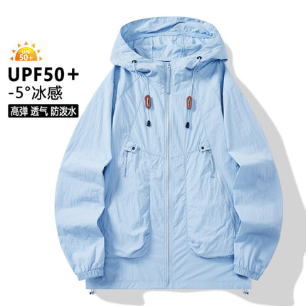 New Sunscreen Clothing Men's and Women's Couple Hooded Sunscreen Clothing Trendy Thin Outdoor Sports Waterproof Tooling Sunscreen Jacket