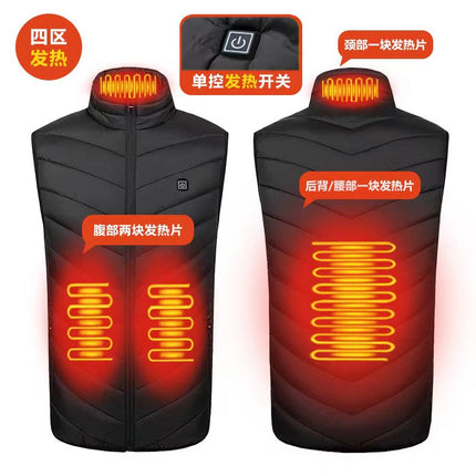 Winter New Cross-Border Heated Vest with Stand Collar, Heated Men's Vest, USB Smart Electric Heating Vest for Men