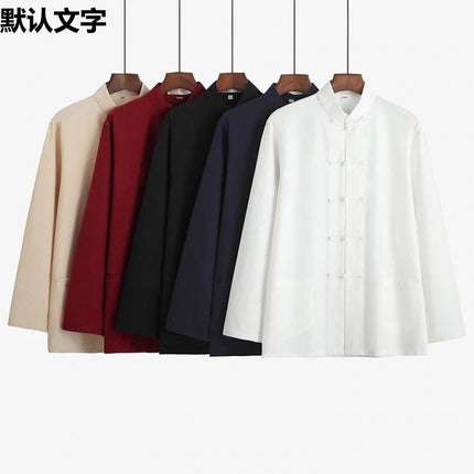 Hanfu Top Tang Suit Men's Long-sleeved Old Man's Clothes Men's Cotton Ancient Clothes Men's Middle-aged and Old Men's Best Man's Antique Men's Clothing
