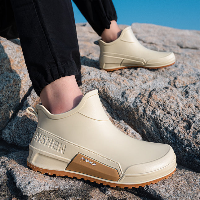 Cross-border Men and Women Couple Fashion Short Rain Shoes Non-slip Wear-resistant Waterproof Rain Boots Outdoor Camping Fishing Rubber Shoes Water Shoes