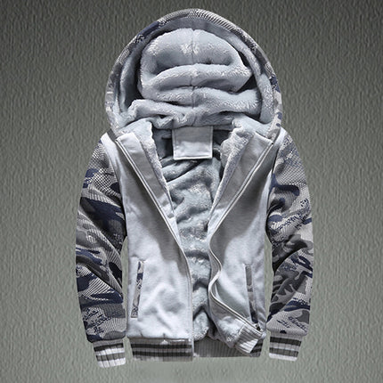 Men's fleece-lined sweater cardigan coat casual hooded thickened autumn fashion comfortable cross-border youth cold-proof coat