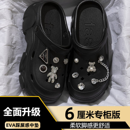 Women's High-Heeled Clogs for Outdoor Wear, Ultra-Thick Sole Height-Increasing Non-Slip Beach Sandals, Closed-Toe Sandals for Women, Summer 2025 Outdoor Wear