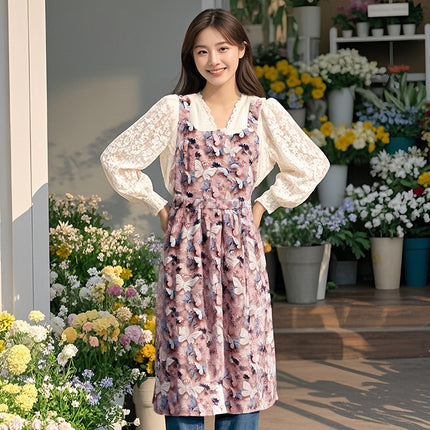 Floral Apron, High-Looking, Young Style, Anti-Fouling Suspenders, Flower Shop, Cafe, Cake Shop, Baking Work Clothes