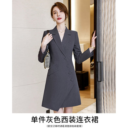 High-end gray professional dress autumn temperament jewelry store work clothes hotel front desk work clothes reception formal wear