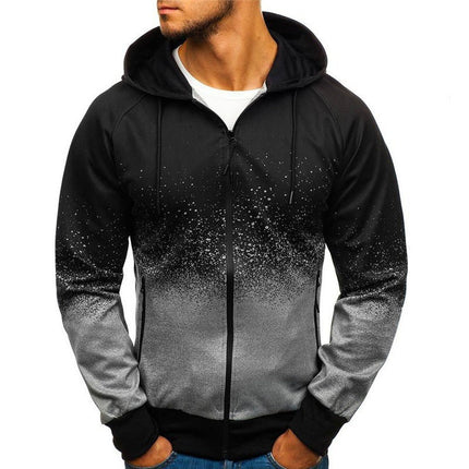 2024 New Autumn and Winter Sports Casual Cardigan Digital Printing Hoodie Jacket Men's Gradient Design Top