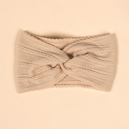 Cross-Border Kidsren's Hair Accessories European and American Popular Baby Cross Headband Jacquard Twist Bow Baby Pure Color Hairband