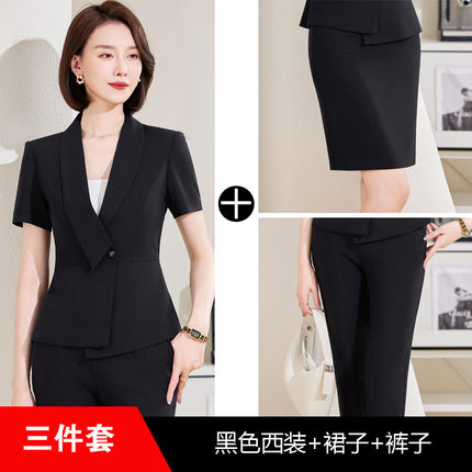 High-end professional suit women's summer new elegant goddess fan hotel front desk sales department overalls suit skirt