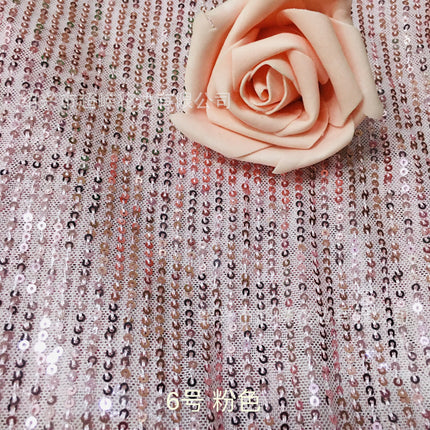 26 Colors in Stock 3mm Straight Strip Spandex Elastic Mesh Fabric Sequin Embroidery Fabric Dress Clothing Spring and Summer Sequin Fabric