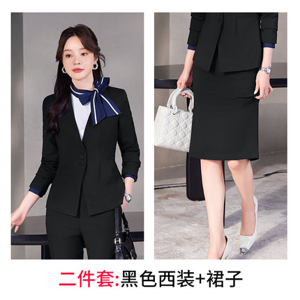 Stewardess Uniform Professional suit Female Spring and Autumn Fashion Front Desk Beautician Work Clothes Female Professional Temperament Suit Dress