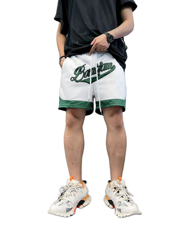 Trendy Brand Training Sports Pants Men's Summer American Loose Running Mesh Quick-Drying Sports Shorts Contrasting Color Summer Basketball Pants