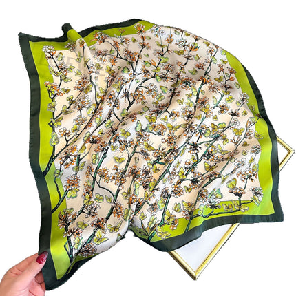 Simulated Silk Printed Silk Scarf for Women, Korean Cashew Leopard Print Headscarf, Four-Season Scarf, Professional Scarf Wholesale