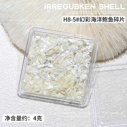 Irregular Japanese nail shell piece wholesale magic color natural ultra-thin abalone fragment boxed nail decoration patch