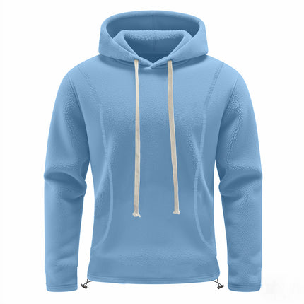 Cross-border Amazon autumn and winter men's polar fleece hooded solid color sweater fleece-lined warm sports pullover hoodie