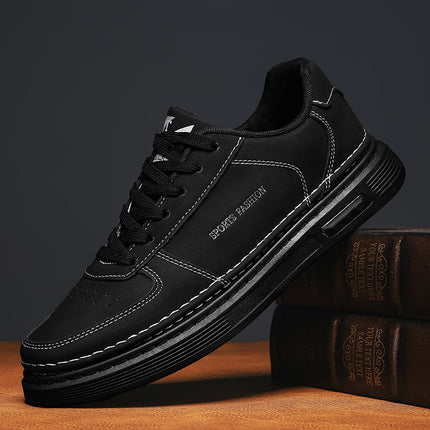 Fashion White Shoes Spring and Autumn Casual Sports Board Shoes Solid Color Men's Shoes Genuine Leather Trendy Plain Board Four Seasons Lazy Shoes