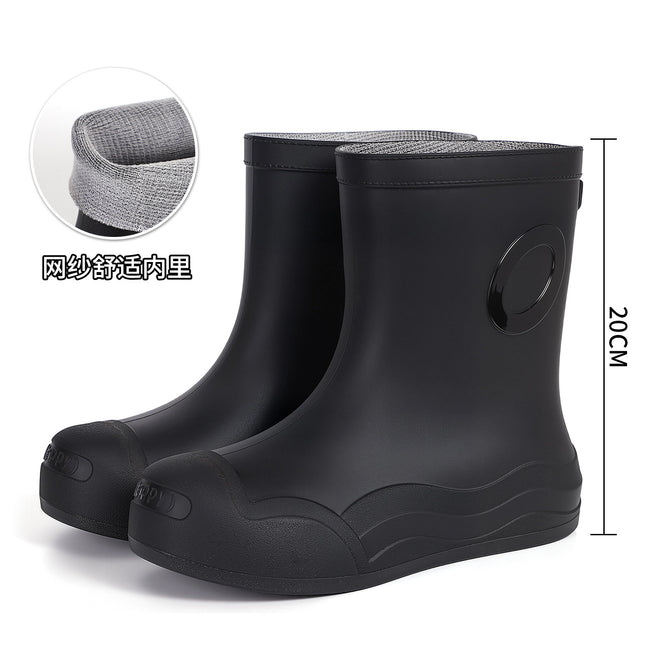 Cross-Border Hot-Selling Fashionable Mid-Calf Women's Rain Boots New Outdoor Waterproof Shoes Non-Slip Casual Water Boots Women's Rain Boots Rubber Shoes