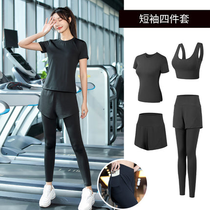 Yoga Clothing Suit for Women 2025 New Flesh-Covering Running Suit for Women Morning Running Sports Fitness Quick-Drying Clothing Wholesale