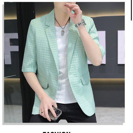 Summer half sleeve thin suit Korean style men's half sleeve fashionable fashionable jacket slim fit trendy summer small suit