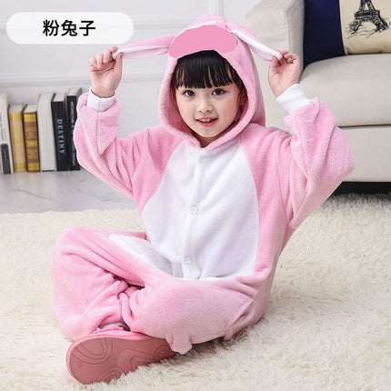 2025 New Cartoon One-Piece Animal Pajamas for Children, Thickeneded Flannel New Performance Clothes, Exclusively for Cross-Border Supply