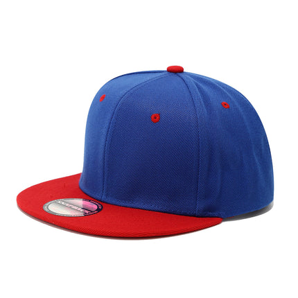 Cross-Border Color-Blocked American-Style Six-Panel Flat-Brim Hip-Hop Hat for Men and Women, Solid Color Plain Flat-Brim Hip-Hop Baseball Cap, Unisex