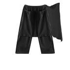 Side zipper front and rear covering cropped pants black / M 80 to 50kg