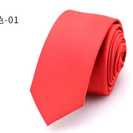 New men's accessories wholesale Japan and Korea solid color narrow tie groom wedding casual monochrome glossy 5cm small tie
