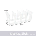 Four columns of bookends/transparent white