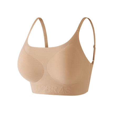 Invisible Traceless Liquid Foundation Beauty Back Underwear One-piece Rimless Comfortable Breathable Semi-fixed Cup Vest Bra for Women