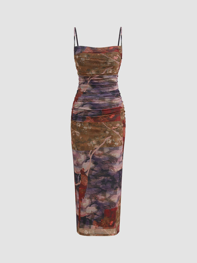 2025 European and American Amazon Backless Vest A-Line Mini Dress Printed Dress