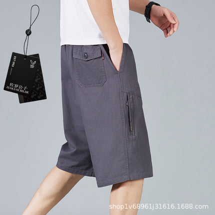 Zorochilde Capri Pants Men's Summer Thin Shorts Pure Cotton Mid-length Pants Outer Wear plus size Workwear Pants Casual Loose