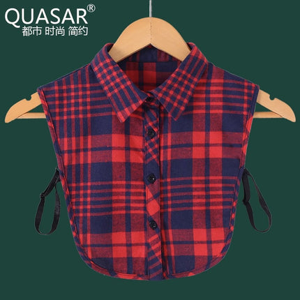 Cotton Brushed Plaid Winter Sweater Fake Collar Collar Protector Unisex Shirt Collar Fashionable Versatile Fake Collar
