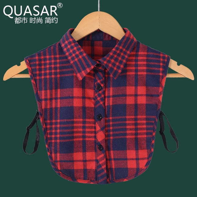 Cotton Brushed Plaid Winter Sweater Fake Collar Collar Protector Unisex Shirt Collar Fashionable Versatile Fake Collar