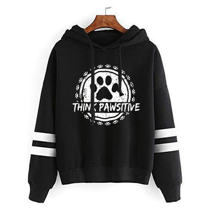 Foreign trade cross-border think pawsitive dog feet printed parallel bars striped sweater European and American autumn and winter men's and women's tops