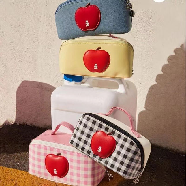 Tagi New Product "I" Imagine Apple Drum Cute Waterproof Portable Storage Bag Denim Travel Cosmetic Bag