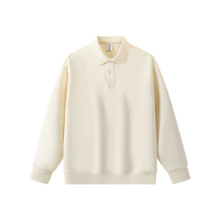 New Cross-Border 350g Cotton Polo Collar Sweatshirt for Men and Women, Couple's Sweatshirt, Autumn and Winter Loose Long-Sleeve Solid Color Top