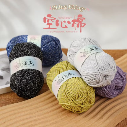 Upgraded Bright Silk Hollow Cotton Hand-woven Hat DIY Bag Anti-pilling Glow Hollow Cotton Group