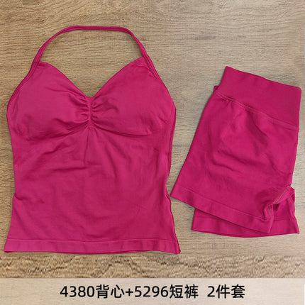 suit DF Amazon Explosions Shorts Small Bra High Elastic Superfine Extinction Nylon Hanging Neck Beauty Back Sports Vest
