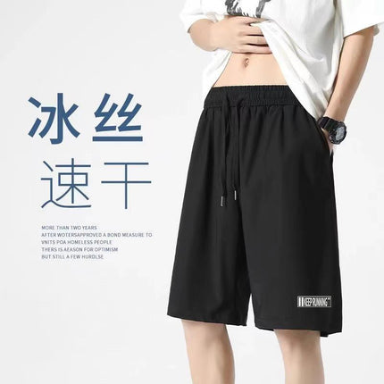 Men's sports Ice Silk cool shorts 2024 summer hot cropped pants handsome casual breathable Men's and women's casual pants