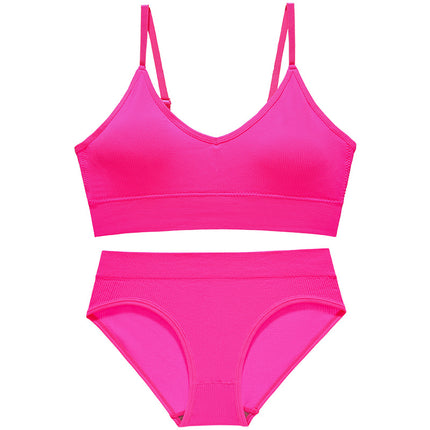 Underwear Women's Big Chest Showing Small Thin French Style Triangle Cup Bra Set No Steel Ring Beautiful Back Base Camisole