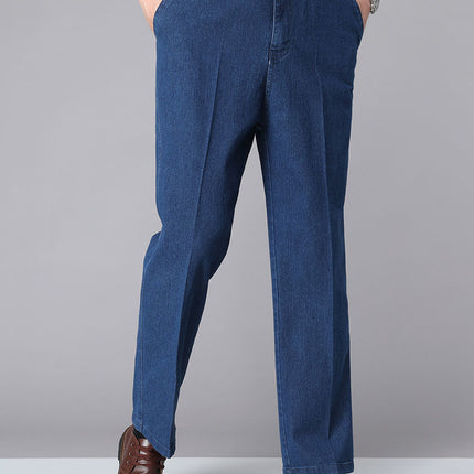 Elastic Waist Men's Straight Stretch Denim Men's Pants Loose Middle-aged Men's Casual Pants Middle-aged Men's Jeans