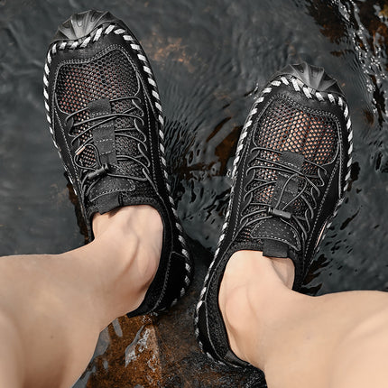Foreign Trade Hot-Selling Summer New Products Hand-Stitched Mesh Shoes Breathable Casual Men's Outdoor Hiking Shoes Non-Slip River Tracing Shoes