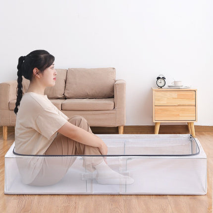 Pvc Bed Storage Box with Thick Steel Frame and Thickeneded Fabric Transparent Storage Box Large Capacity Covered Moisture-Proof Storage Box