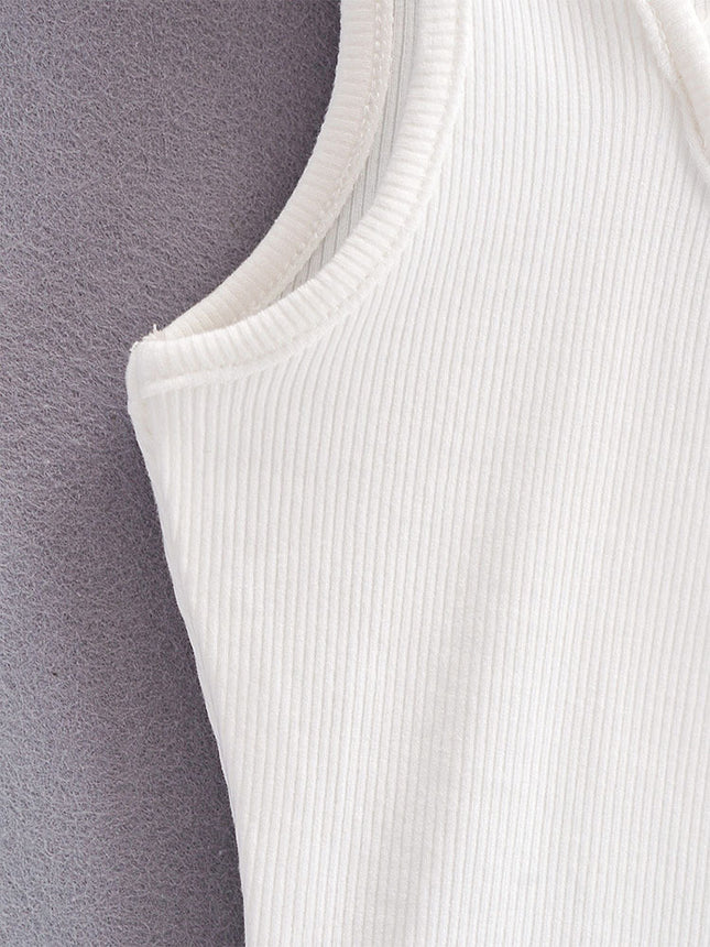 Summer new European and American slim-fit front chest hollow-out double-shoulder vest top for women