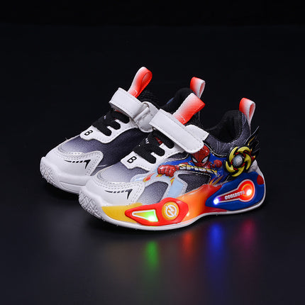Boys' Sports Shoes 2025 Spring & Fall New Breathable Mesh Casual Led Luminous Boys' Running Student Shoes